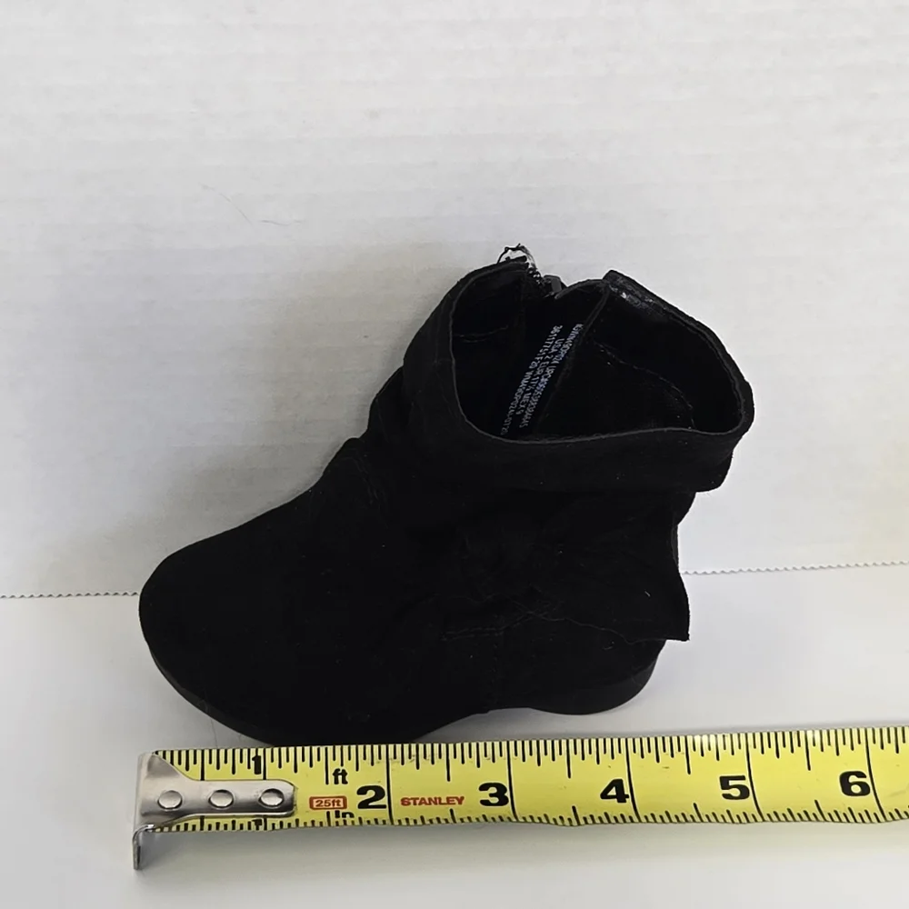 Wonder Nation Toddler Girls‎ Black Faux Suede Bow Ankle Boots Size 2 IGWN49DP024